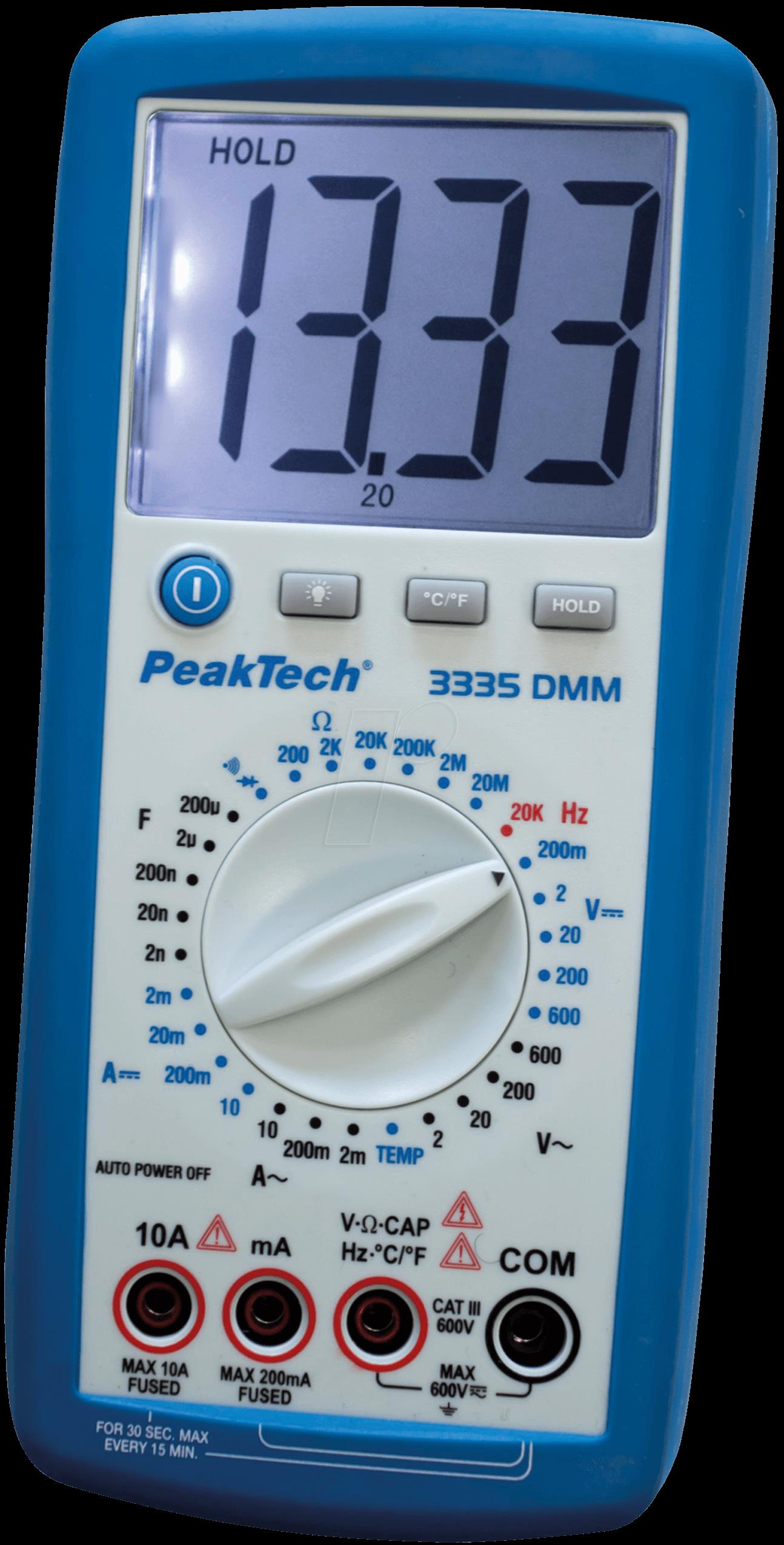 PeakTech Digital-Multimeter RMS 3½-stelliges LCD/1999 Stellen 600 VAC 600 VDC 10 ADC (PeakTech 3335)