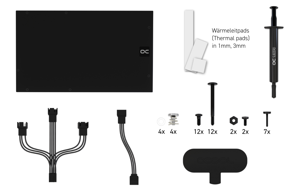 Alphacool Eiswolf 2 AIO All-in-One-Flüssigkeitskühler 360 mm RTX 4080 Founders Edition mit Backplate Schwarz Transparent