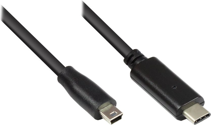 GOOD CONNECTIONS Anschlusskabel USB 2.0, USB-C Stecker an USB 2.0 Mini B Stecker, schwarz, 1m, Good