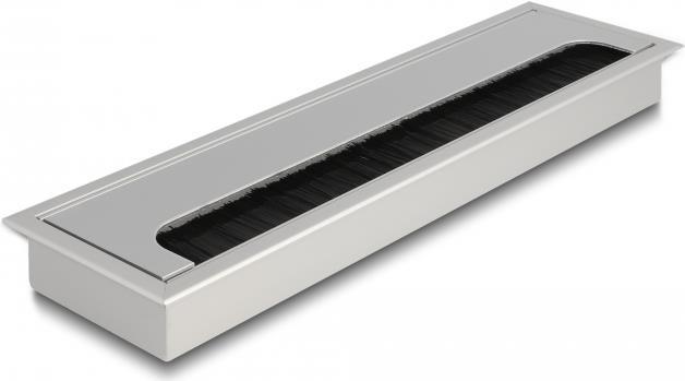 Delock Kabeldurchführung für Tischeinbau mit Bürste 280 x 80 x 28 mm silber (66862)
