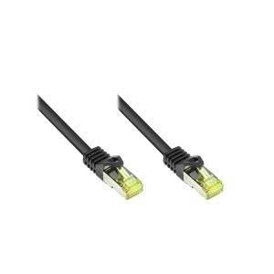 RJ45 Patchkabel mitCat.7 Rohkabel und Rastnasenschutz (RNS®), S/FTP, PiMF, halogenfrei, 600MHz, OFC, schwarz, 1,5m, Good Connections® (8070R-015S)