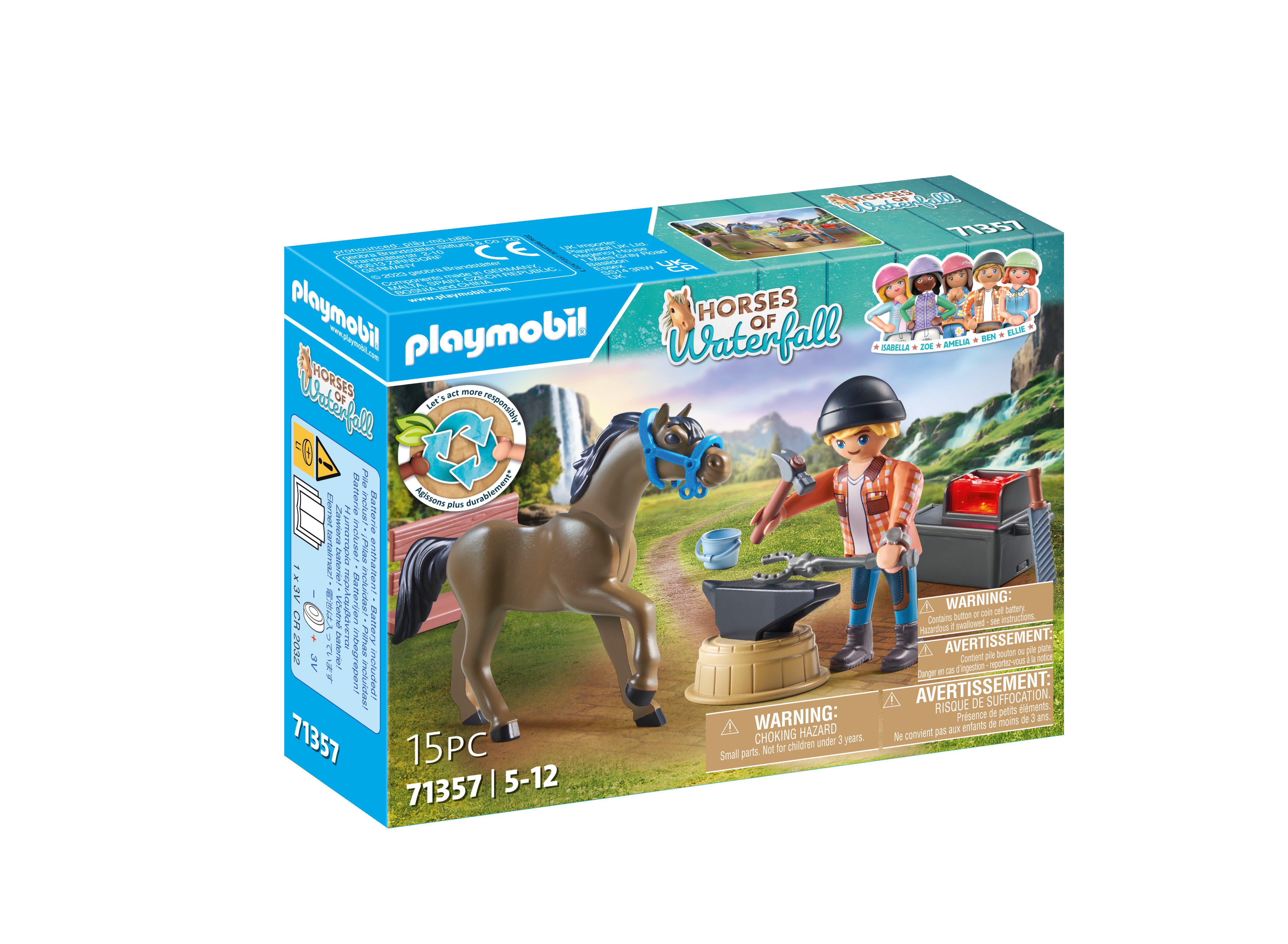 Playmobil Horses of Waterfall Hufschmied Ben & Achilles, 132 Teile, Mehrfarbig