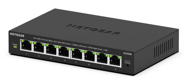 NETGEAR 300 Series SOHO Plus GS308E Managed Switch 8-Port Gigabit Ethernet Schwarz