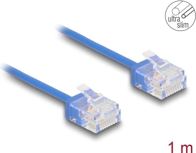 Delock RJ45 Netzwerkkabel Cat.6 UTP Ultra Slim 1 m blau mit kurzen Steckern (80796)