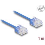 Delock RJ45 Netzwerkkabel Cat.6 UTP Ultra Slim 1 m blau mit kurzen Steckern (80796)