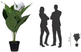 PAPERFLOW Kunstpflanze "Einblatt", Höhe: 550 mm Blume: Stoff, Blätter: PEVA; Zweige: Kunststoff, Stamm: - 1 Stück (PALUNE55)