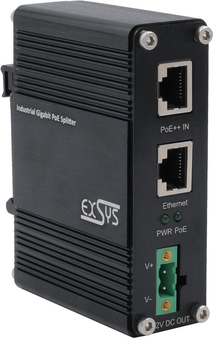 Industrie Ethernt PoE++ Splitter 802.3at,12VDC/36W,10/100/1000Mbps (EX-60326)