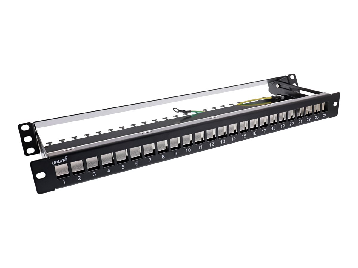 InLine Patchfeld 24-fach Keystone Leerblech Patchpanel 19" 1HE Schwarz