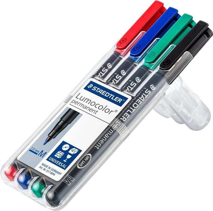 STAEDTLER Lumocolor 317 Permanentmarker 1 mm Schwarz, Rot, Blau, Grün