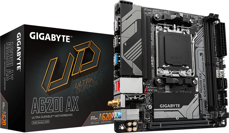 Gigabyte A620I AX Mainboard Mini-ITX Sockel AM5 AMD A620 Braun