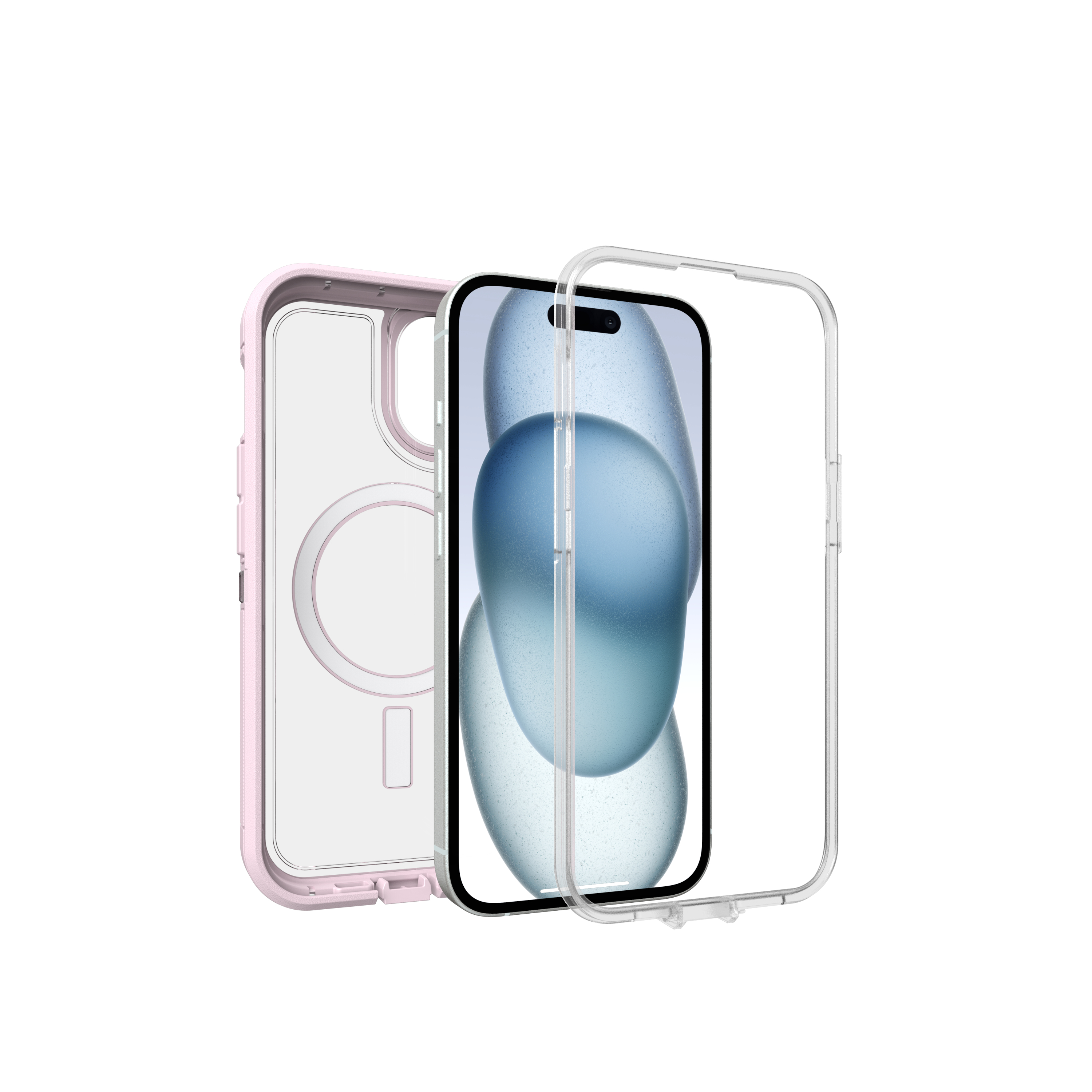 OtterBox Defender Series XT Clear MagSafe Schutzhülle für iPhone 13/14/15/16e Bergfrost (klar/pink)