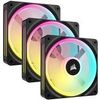 CORSAIR iCUE LINK QX120 RGB - Gehäuselüfter - mit Temperatursensor - 120 mm - Schwarz (Packung mit 3) (CO-9051002-WW)
