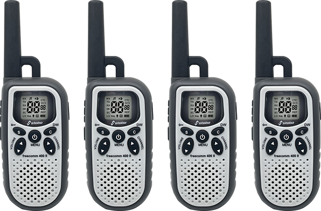stabo freecomm 400 II 4er Funkkoffer Walkie-Talkie-Set Schwarz, Grau