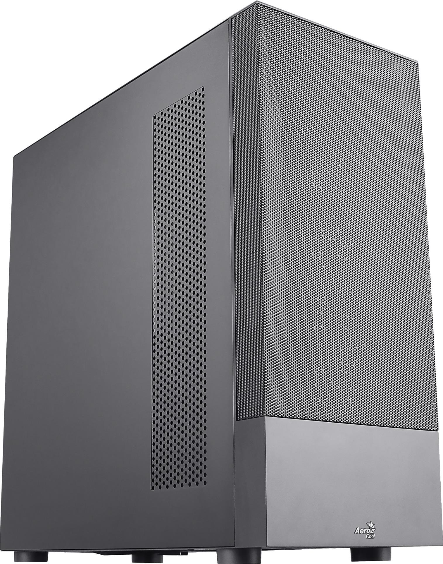 Aerocool Cipher. Typ: PC, Produktfarbe: Schwarz, Unterstützte Motherboards Formfaktoren: ATX, micro ATX, Mini-ITX. Unterstützte Stromversorgungs-Formfaktoren: ATX. Durchmesser unterstützte Vorderseitenlüfter: 120,140 mm, Durchmesser unterstützter Rückseitenlüfter: 120 mm, Unterstützte Lüfterdurchmesser (oben): 120,140 mm. Unterstützte Hard-Disk Drive Größen: 3.5" , SSD-Formfaktor: 2.5". Breite: 205 mm, Tiefe: 485 mm, Höhe: 485 mm (ACCM-PB28004.11)