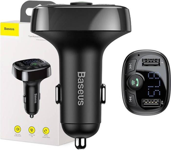 Baseus FM-Transmitter T-Typ Bluetooth 2xUSB Micro SD (schwarz) (CCMT000001)