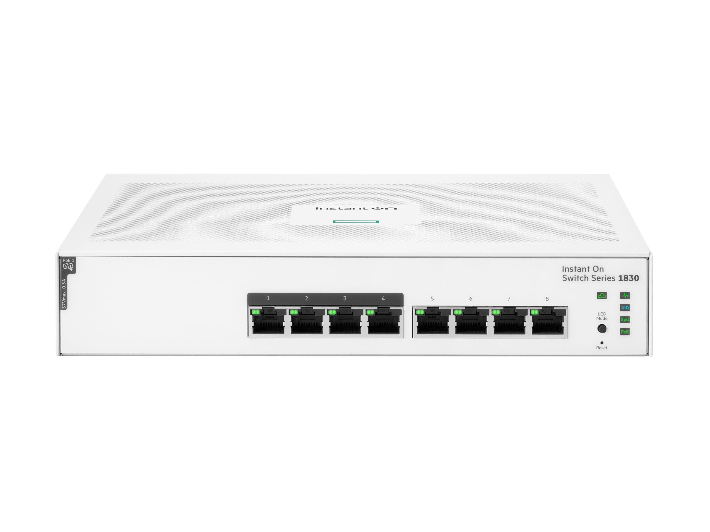 HPE Networking Instant On 1830 8G 4p Class4 PoE 65W Switch - 8 Anschlüsse - Smart - Weiß