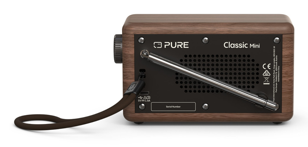 Pure Classic Mini Tischradio DAB+ FM Schwarz, Walnuss