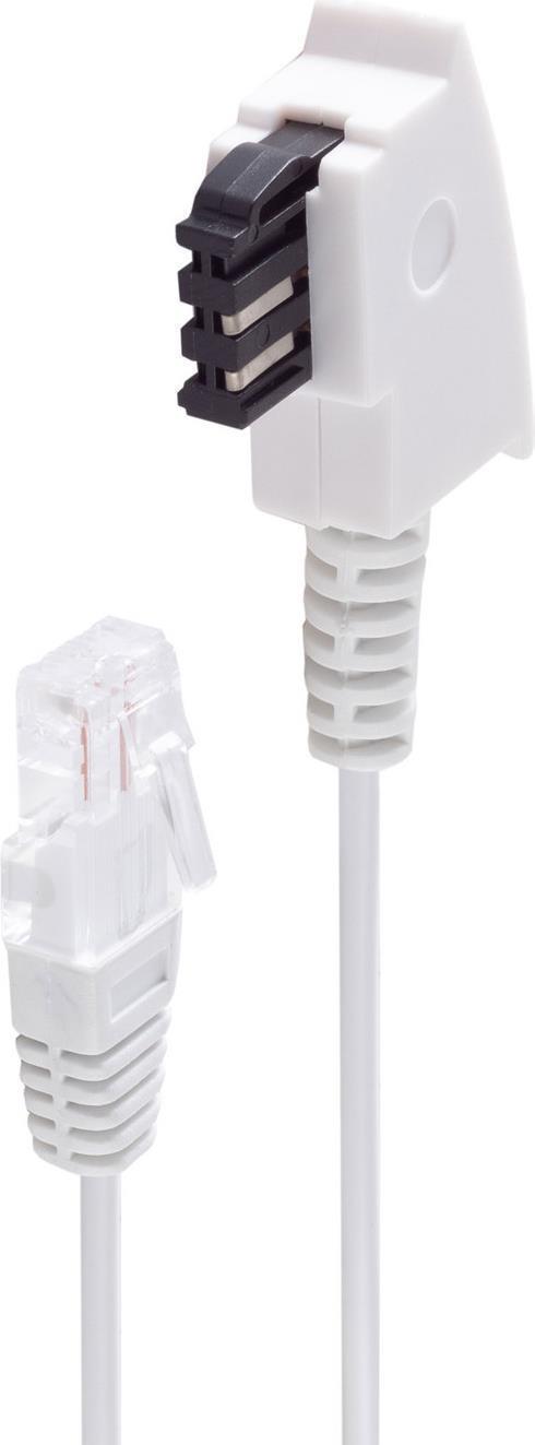 shiverpeaks ®-BASIC-S--Telefon-Anschlußkabel-TAE-F Stecker auf RJ45 Stecker, DSL VDSL Routerkabel, weiß, 0,5m (BS12-09016)