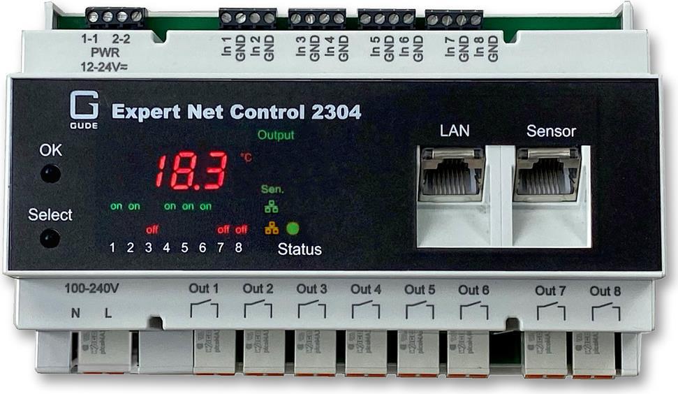 GUDE 2304-1 Remote I/O 8xIn 8xOut 1xSensorport, Hutschiene (DIN Rail) (2304-1)