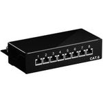 Wentronic Goobay CAT 6 Mini/Desktop Patch Panel, 8 Port, Schwarz - STP geschirmt, Schwarz (96105)