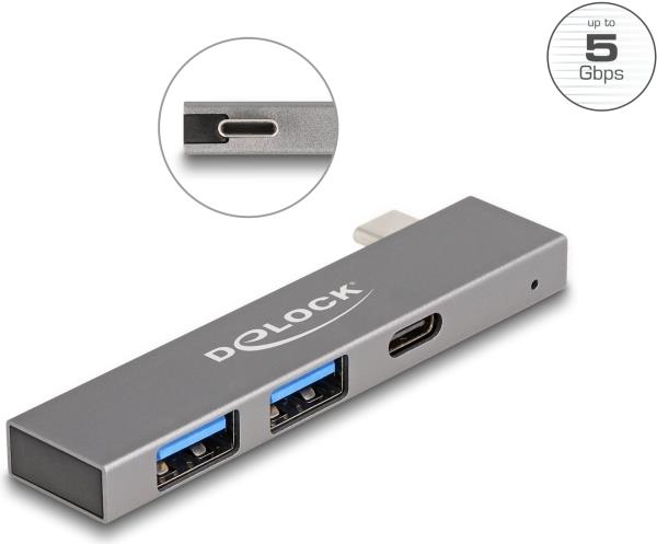 Delock 3 Port Slim USB Hub mit Type-C zu 1 x 5 Gbps+ 2 5 (64275)