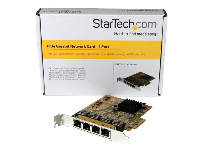 Startech 4 Port PCIe Gigabit Netzwerkkarte, Quad Port PCI Express GbE NIC, 2000 Mbit/s, Gelb