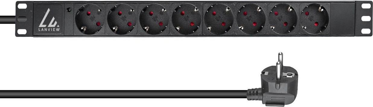 Lanview LVR-2MSCH-LIC-SCH8 Stromverteilereinheit (PDU) 8 AC-Ausgänge 1U Schwarz (LVR-2MSCH-LIC-SCH8)