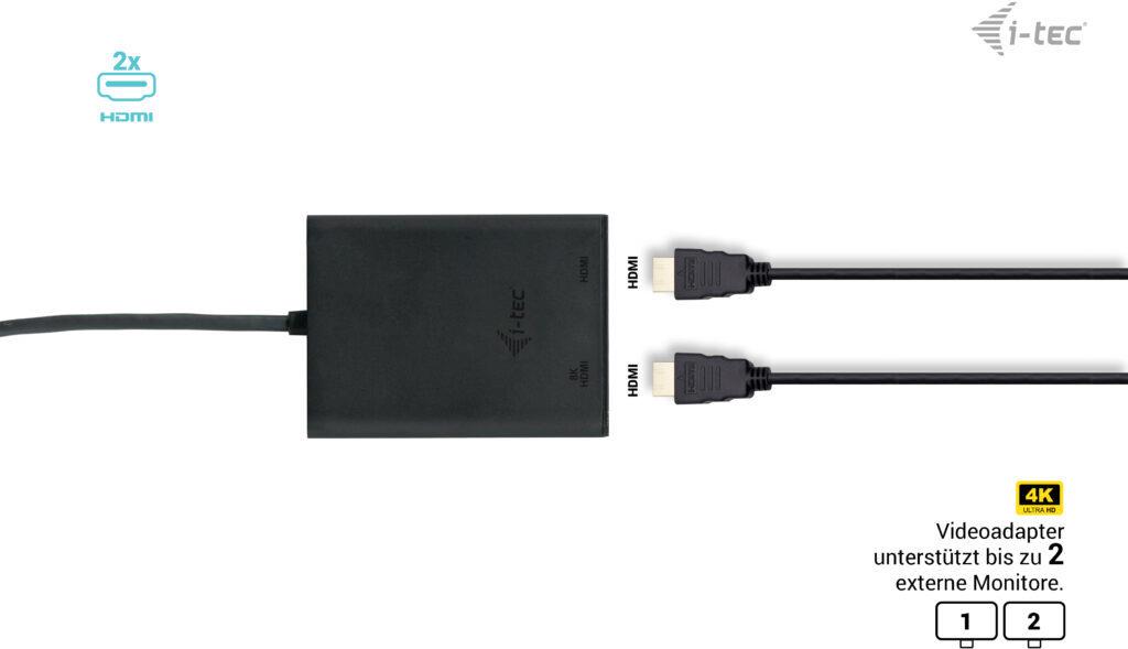 i-Tec C31DUAL4K60HDMI Dockingstation USB-C / USB4 / Thunderbolt 3 / Thunderbolt 4 2 x HDMI Schwarz