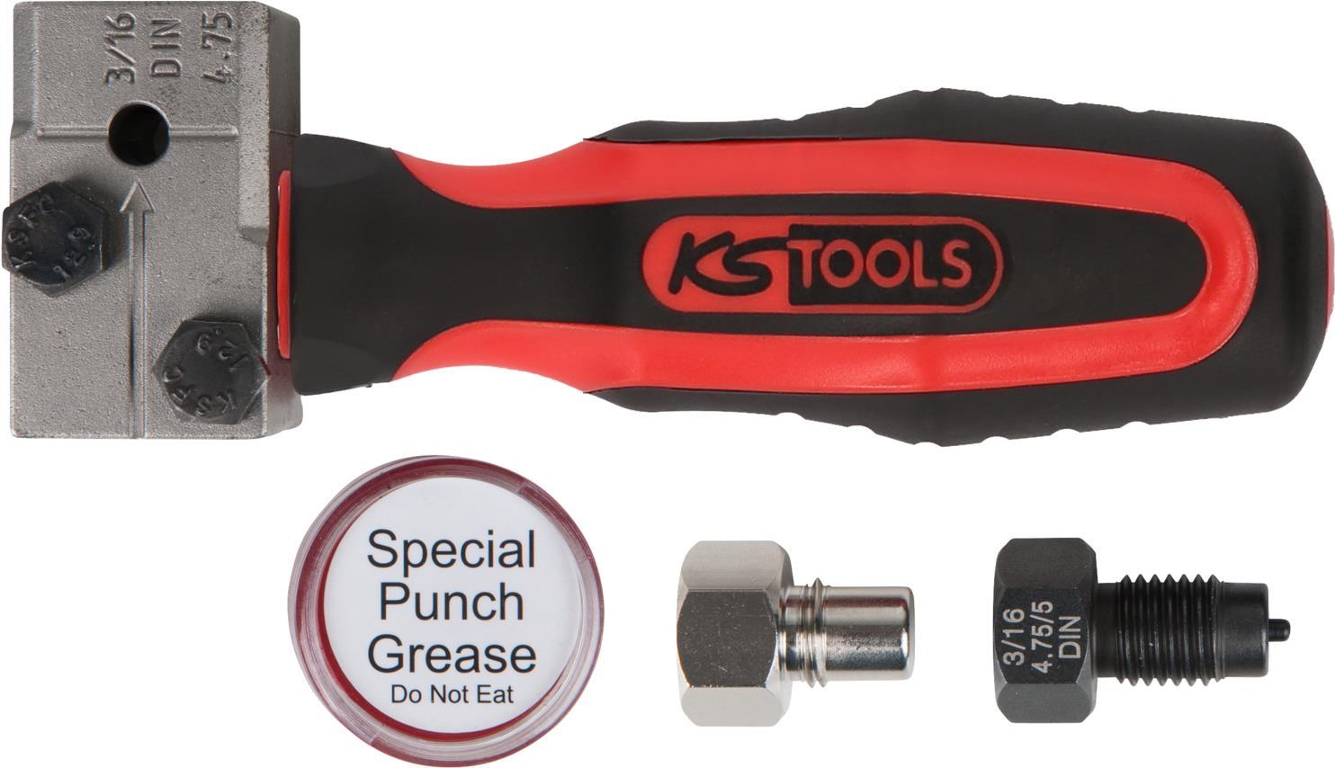 KS TOOLS FLAREFIXeco 4,75 mm Universal-Bremsleitungs-Bördelgerät-Satz, 4-tlg. (122.1215)