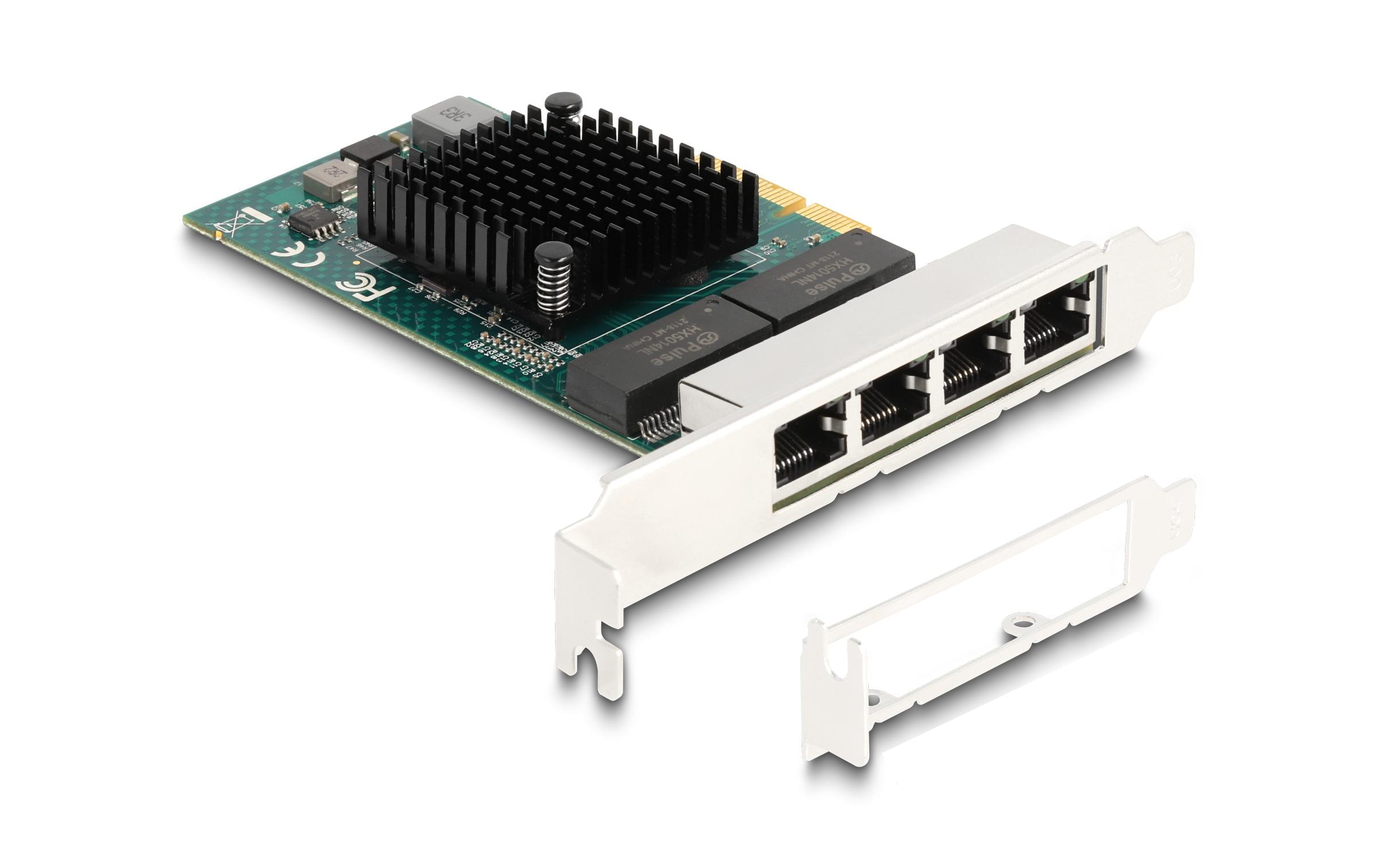 Delock 88208 Netzwerkkarte PCI Express x4 4x RJ45 Gigabit LAN Low-Profile Grau
