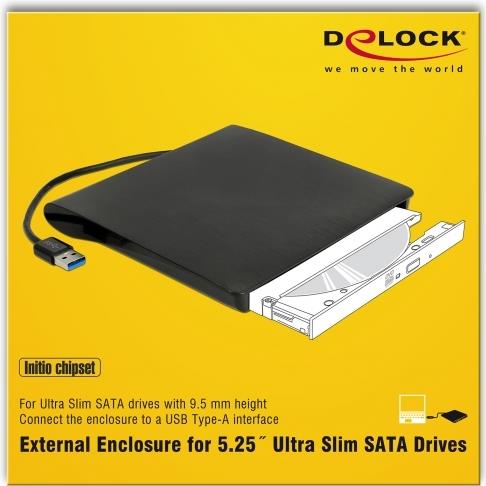 Delock Externes Gehäuse 5,25" Ultra Slim SATA auf USB 3.0 Schwarz
