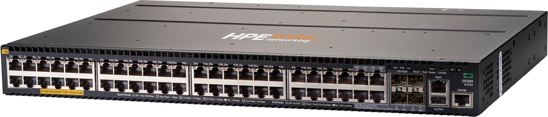 HPE Aruba 2930M 48G POE+ 1-Slot Managed Switch 48 Ports PoE+ Schwarz