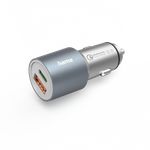 Hama 00201639 Ladegerät für Mobilgeräte Smartphone - Tablet Silber Zigarettenanzünder Schnellladung Auto (00201639)