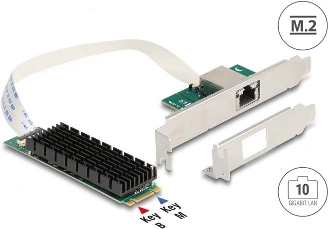 Delock M.2 Key B+M 1 x RJ45 10 Gigabit LAN Netzwerkkarte (95274)