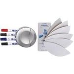 FRANKEN Markerhalter für 4 Marker, inkl. Tafelwischer magnethaftend, rund, grau, Kunststoff (Z1928)