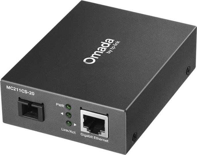 TP-Link Omada MC211CS-20 V3 Medienkonverter 1 Gbit/s RJ-45 SC/UPC Einzelmodus bis 20 km Schwarz