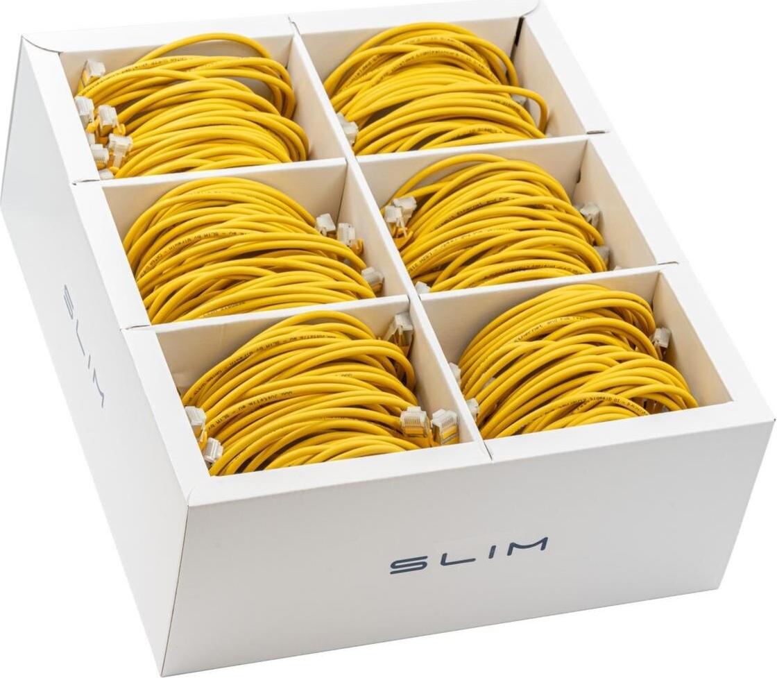 SLIM KAT6A 10 Gigabit Lightpatchkabel, 1,5m, U/FTP, Ø 3,8mm, gelb, 60-Pack KAT6A LIGHT geschirmt (SLIM-LS-K6A 1.5 YE 60)