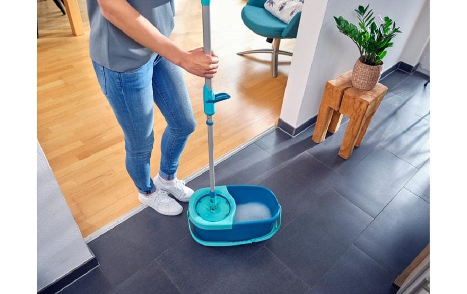 Leifheit Clean Twist Disc Mop Ergo Wischsystem mit Eimer Einzeltank Blau