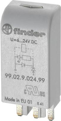 Finder Steckmodul mit EMV-Entstörbeschaltung, mit LED, mit Varistor 99.02.0.060.98 Leuchtfarbe: Grün Passend für Modell: 96.04, 96.02 1 St. (99.02.0.060.98)