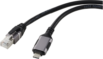 Renkforce USB, Netzwerk Adapterkabel [1x USB-C® Stecker - 1x RJ45-Stecker] 3.00 m Aluminium-Stecker (RF-6055780)