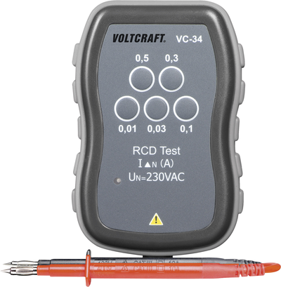 Voltcraft VC-34 FI-Schnelltester, , Fehlerstromschutzschalter-Prüfgerät (VC-34)