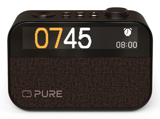 Pure Moment Charge Radiowecker mit Ambiente-Licht und kabellosem Laden Kaffeeschwarz