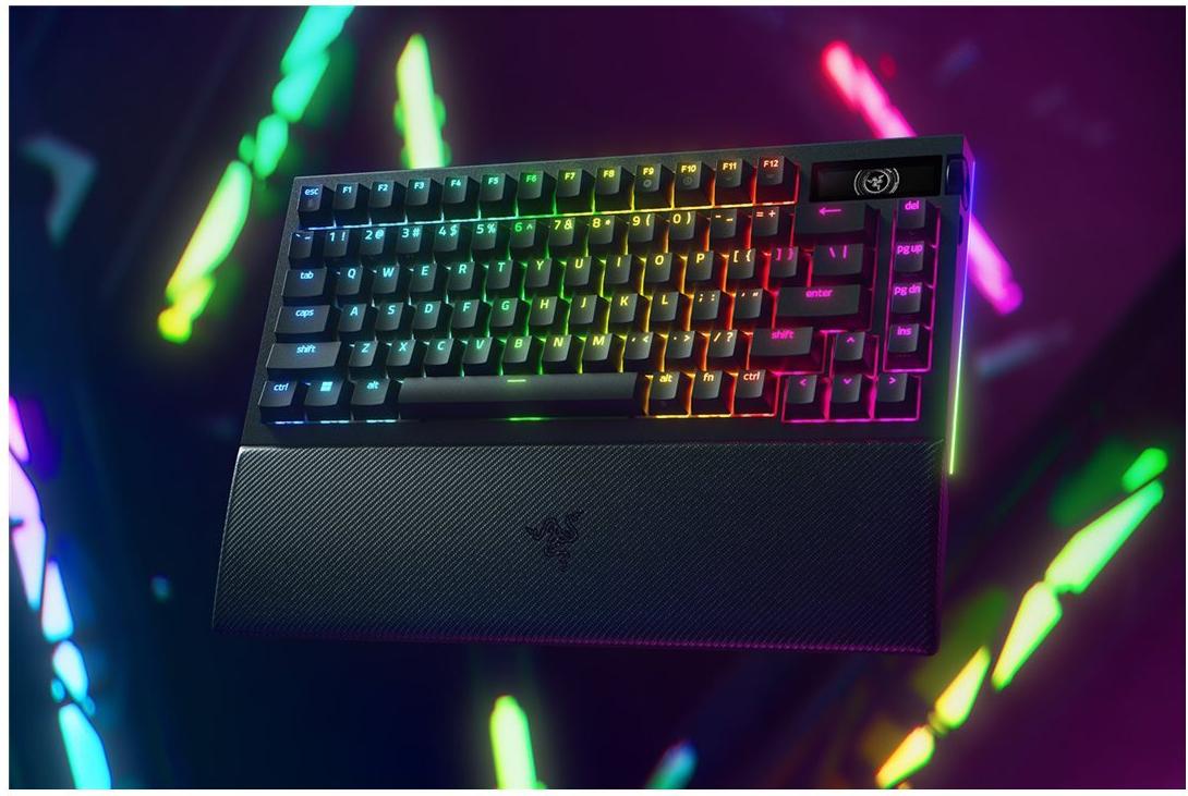 Razer BlackWidow V4 Pro Mechanische Gaming-Tastatur 75% Kabellos USB-C / 2.4 GHz / Bluetooth 5.1 QWERTY US International Razer Orange Gen-3 Schwarz
