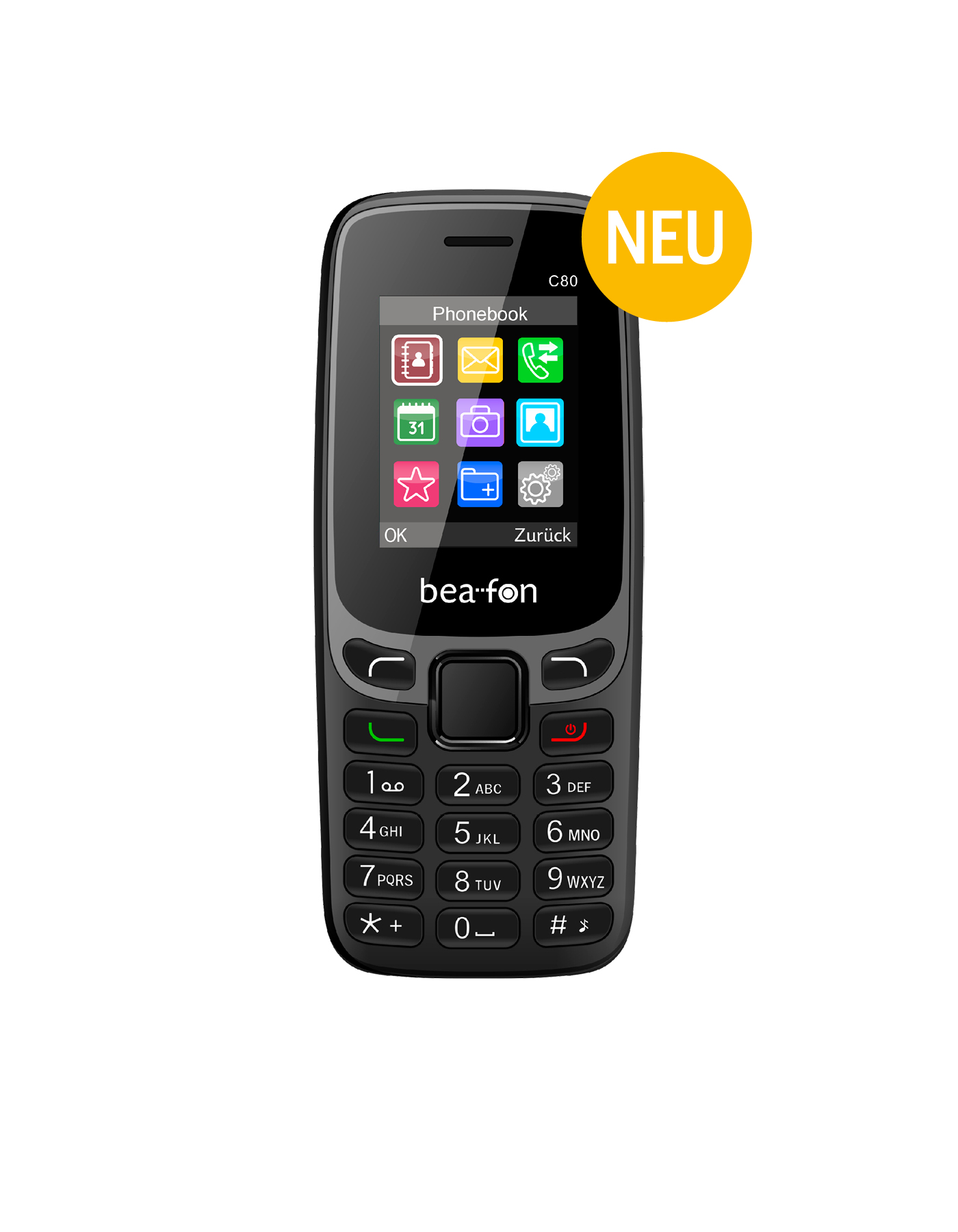 Bea-fon Classic Line C80 Feature Phone Dual-SIM 1,77" Schwarz