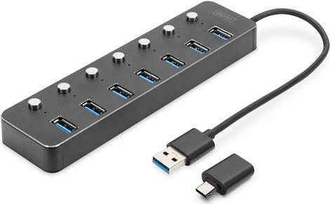 DIGITUS USB 3.0 Hub 7-Port schaltbar Aluminium (DA-70248)