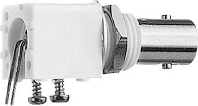 Telegärtner BNC-Einbaubuchse für gedr. Schaltung 50 Ohm, isolierter Einbau, ohne Fixierstifte mit Befestigungsschrauben, Lötpin 90°, Z04/Z34  - 1 Stück (J01001A0037)