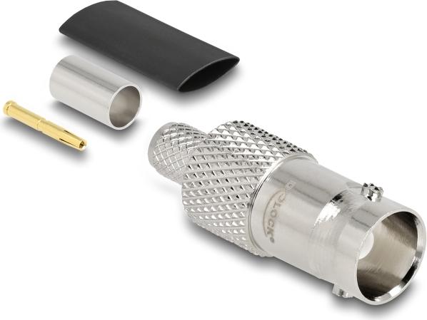 Delock BNC Buchse zum Crimpen RG-59mit passendem Schrumpfschlauch (91774)