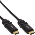 InLine® HDMI Kabel, HDMI-High Speed mit Ethernet, Stecker / Stecker, verg. Kontakte, schwarz, flexible Winkelstecker, 0,5m (17055W)