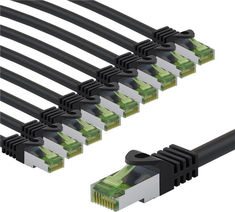 Goobay GHMT-zertifiziertes CAT 8.1 Patchkabel S/FTP PiMF 1 m schwarz 10er-Set (69796)