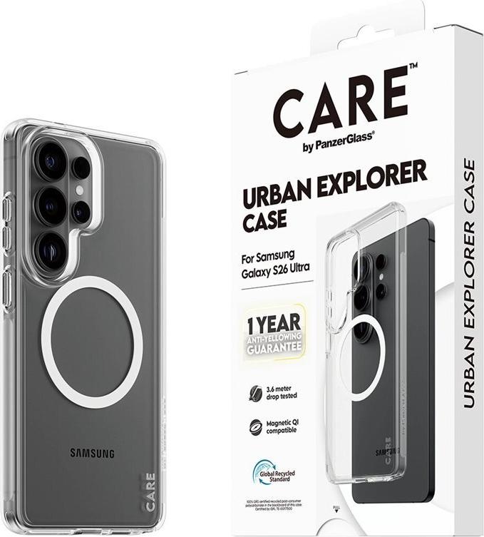 CARE Urban Explorer Case Clear w. White Qi Galaxy S26 Ultra (CR33544)